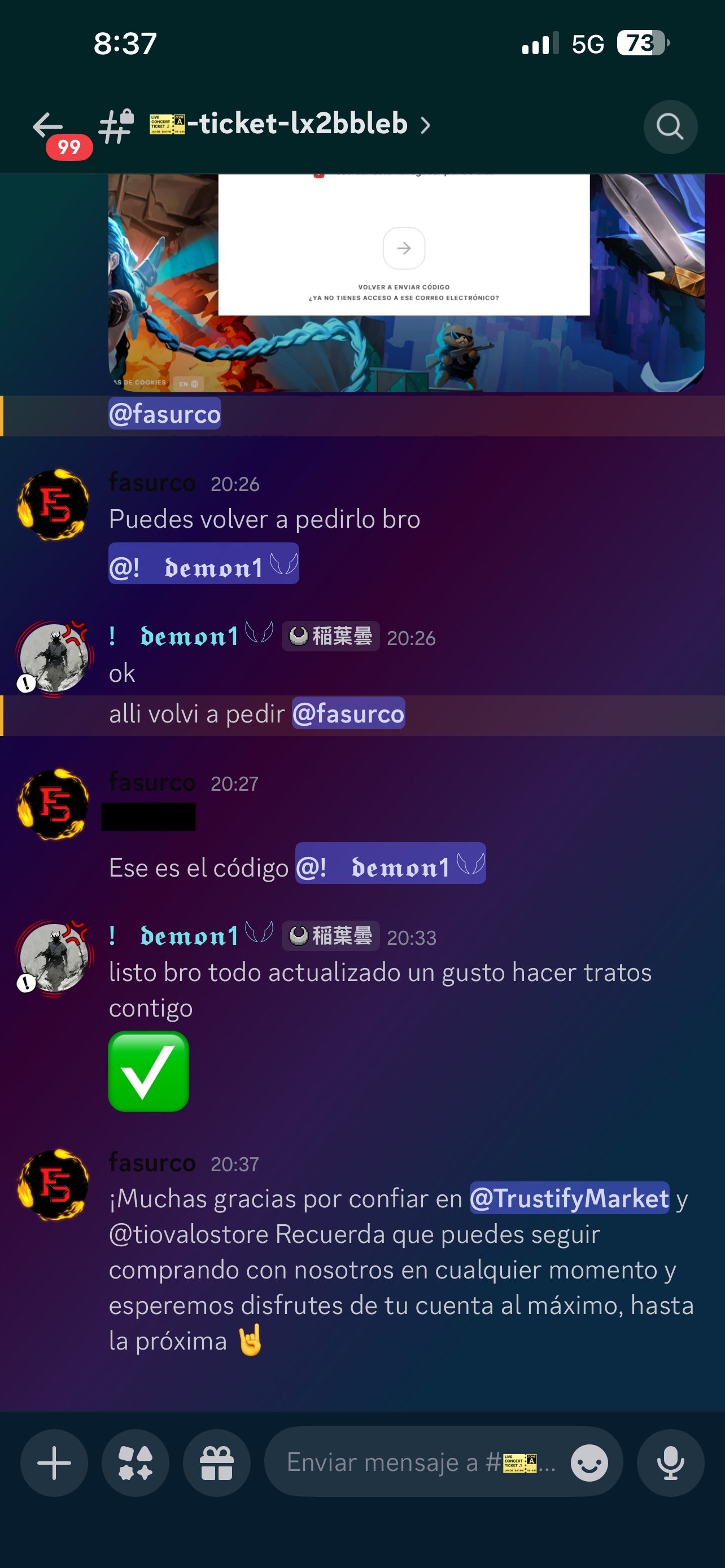 Prueba: Listo bro, todo actualizado. Un gusto hacer tratos contigo