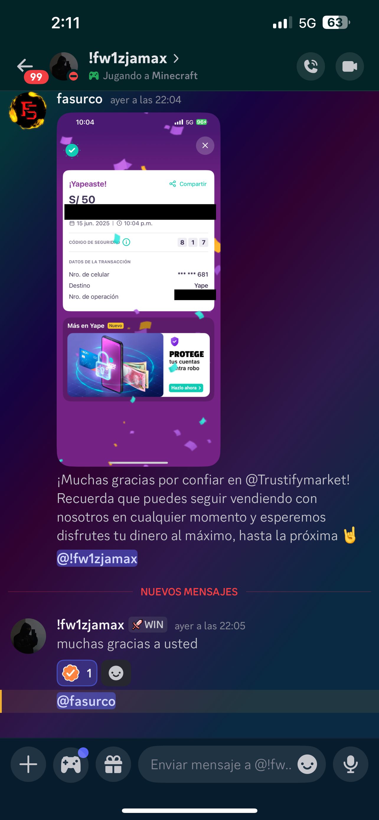 Prueba: Muchas gracias a usted