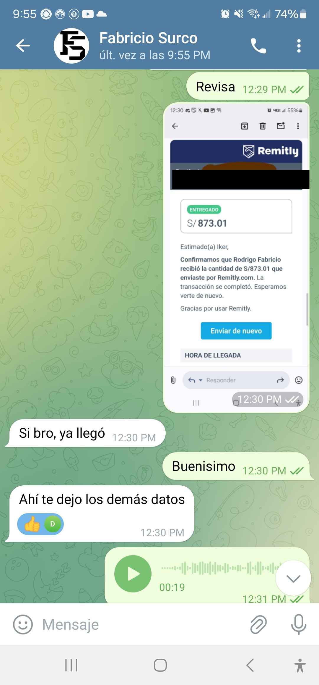 Prueba: Sí bro, ya llegó