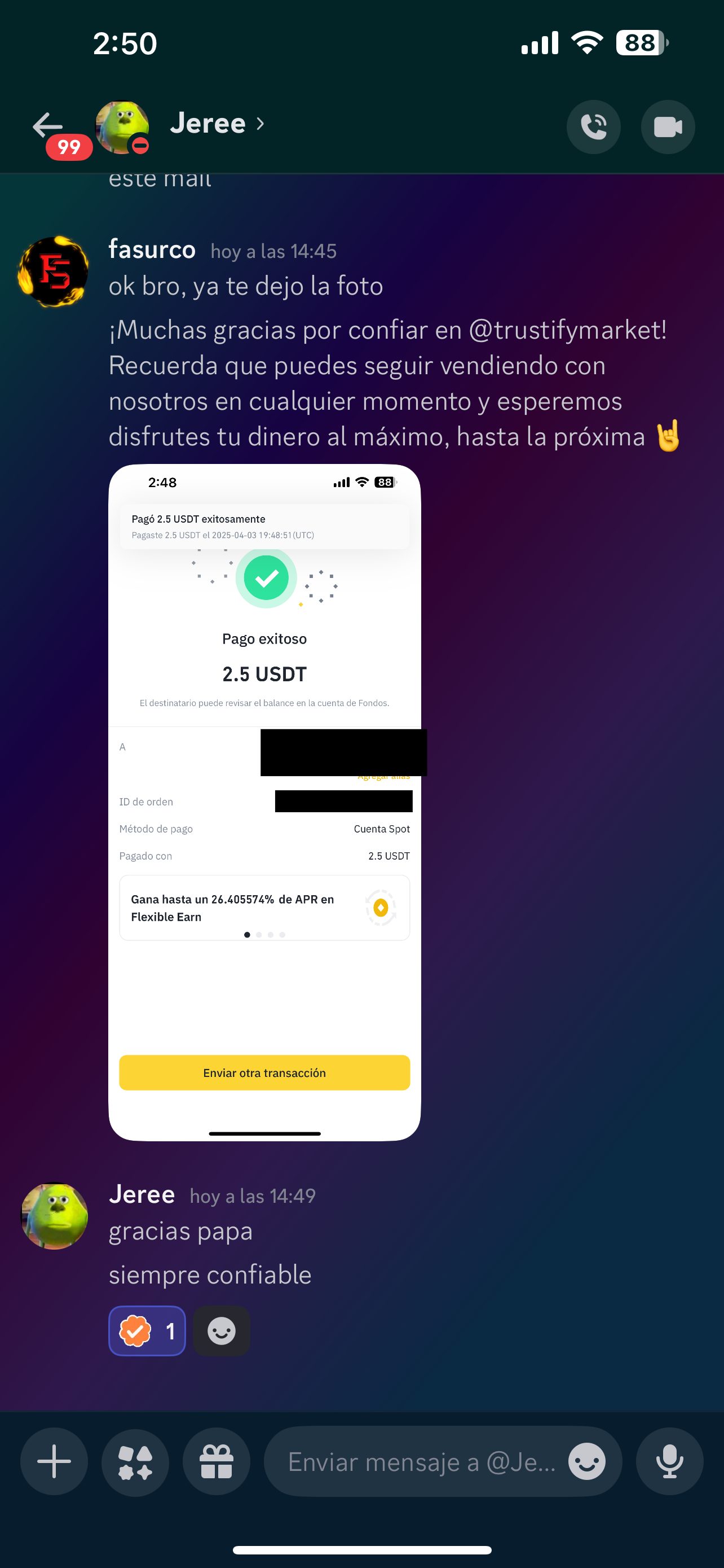 Prueba: Gracias papa, siempre confiable
